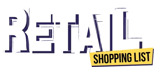 Retail Shopping List header logo; children's clothing toys learning.